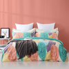 RKSB-0039 Vivid Leave Printed 100% Nature Cotton Duvet Cover 4-pc with Zipper Closure And Flat Sheet