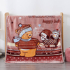 RKS-0333 Cozy Soft Brown Chiristmas Bear Printing Mink Blanket Throw for Lovely Kids