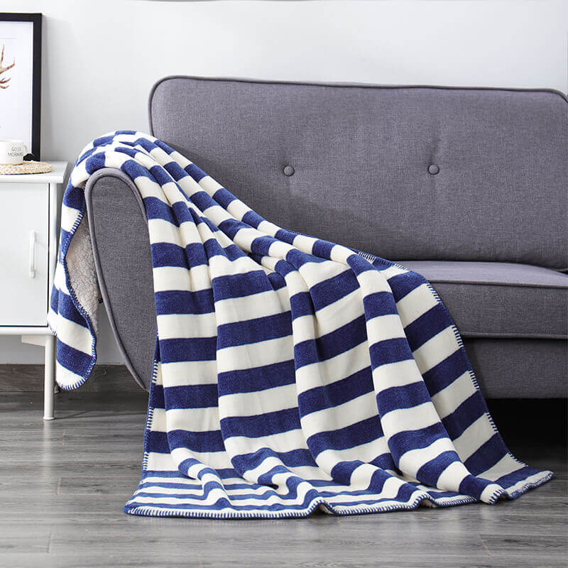 RKS-0157 Flannel/Sherpa Blanket Fringe Super Soft Microfiber Plush Sh Blanket Throw