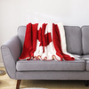 RKS-0148 Designer Maple Leaf Flannel Throw Sherpa Plush Blanket Throw 