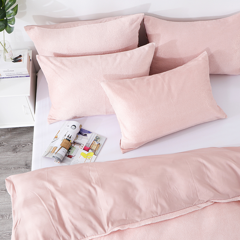 RKSB-0297 Soild Pink 100%Microfiber Duvet Cover Set Bed Sheet Flat Sheet