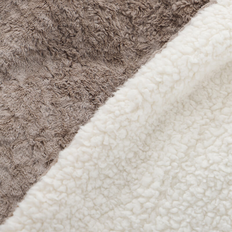 RKS-0298 Brushed Solid Faux Fur Fleece and Sherpa Blanket & Throw
