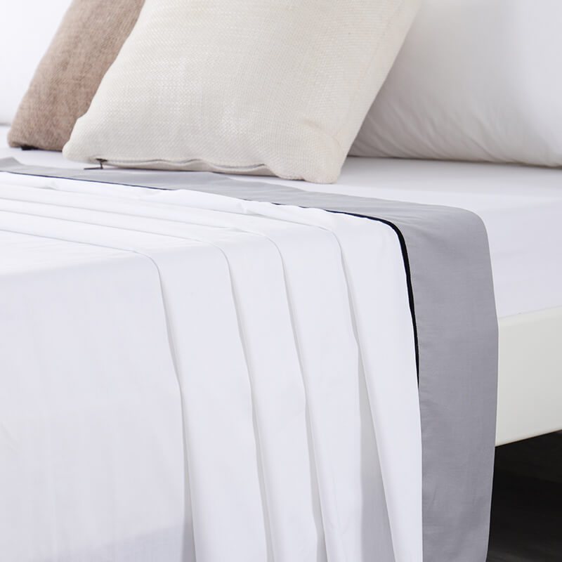 RUIKASI RKSB-0300 White and Gray Matching 100% Cotton Bedding Sheet Sets