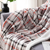 RKS-0039 100% Polyester Printed Classic Check Flannel Fleece Blanket Super Cozy Throw With Sherpa