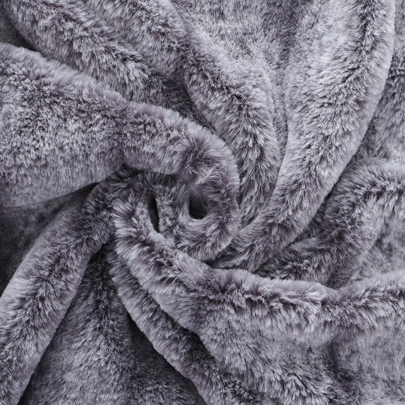 RKS-0293 Discharge Print Noble Gray Faux Fur 2-ply Blanket/ Throw Embossed